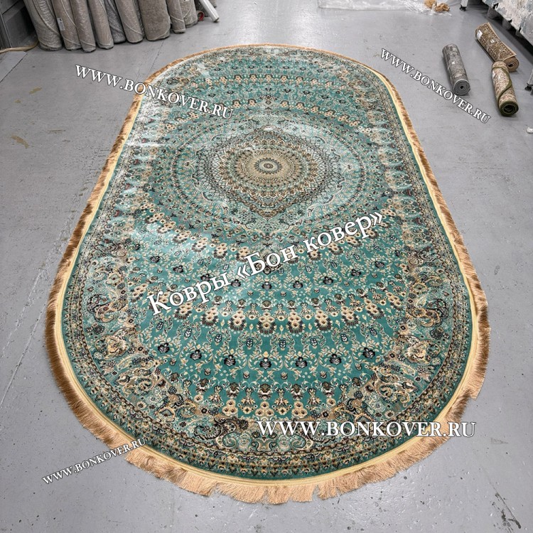 Овальный Ковер Медальон Арт 30068 Бирюзовый